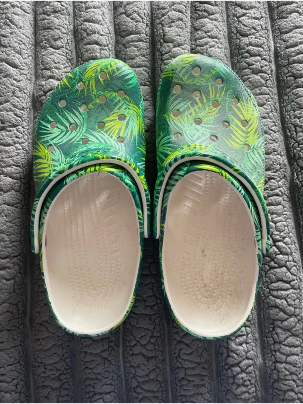 Green Tropical Print Croc Shoes
